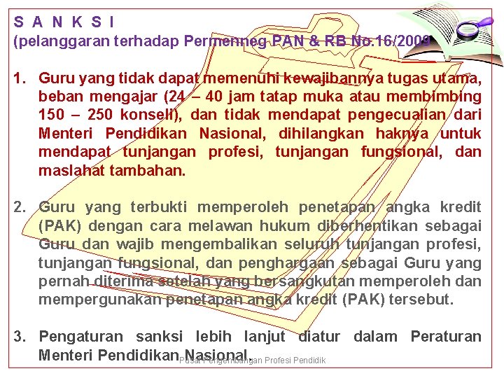 S A N K S I (pelanggaran terhadap Permenneg PAN & RB No. 16/2009