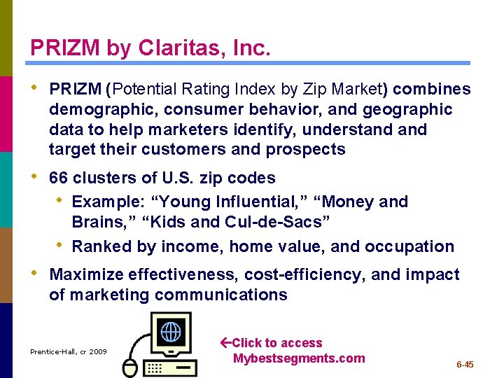 PRIZM by Claritas, Inc. • PRIZM (Potential Rating Index by Zip Market) combines demographic, PRIZM by Claritas, Inc. • PRIZM (Potential Rating Index by Zip Market) combines demographic,