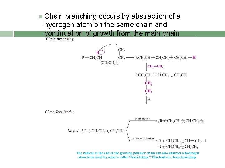  Chain branching occurs by abstraction of a hydrogen atom on the same chain