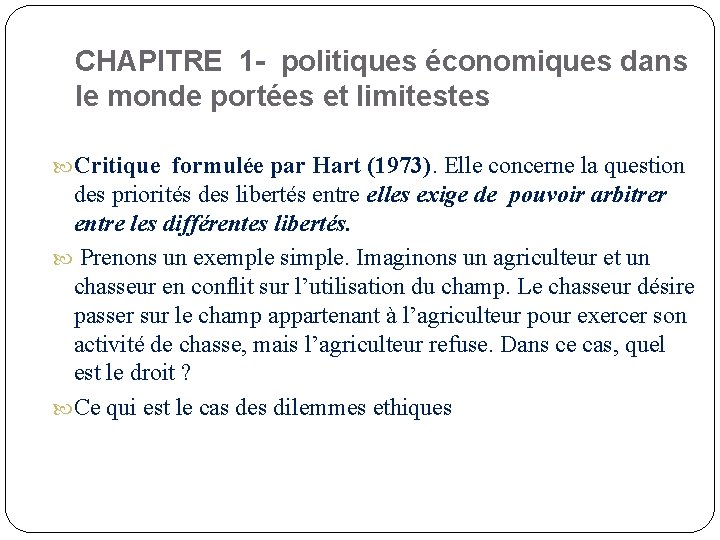 CHAPITRE 1 - politiques économiques dans le monde portées et limitestes Critique formulée par