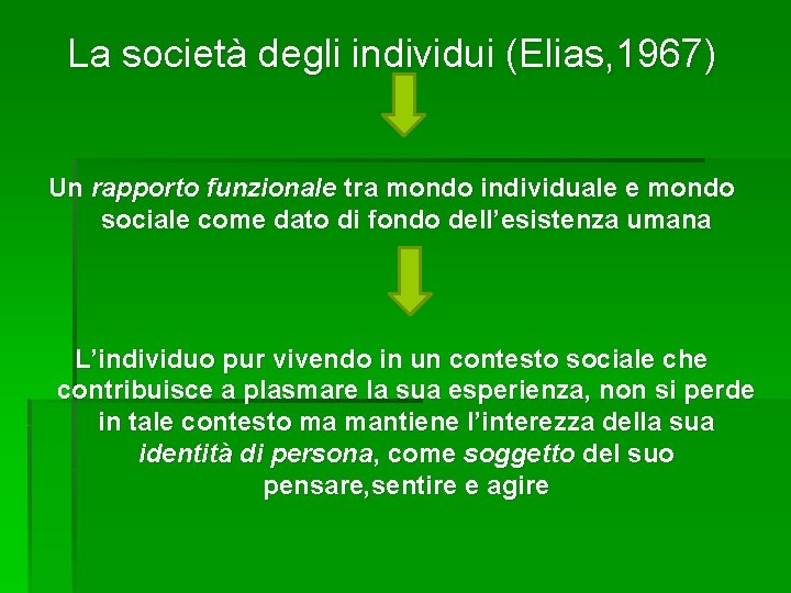 La società degli individui (Elias, 1967) Un rapporto funzionale tra mondo individuale e mondo