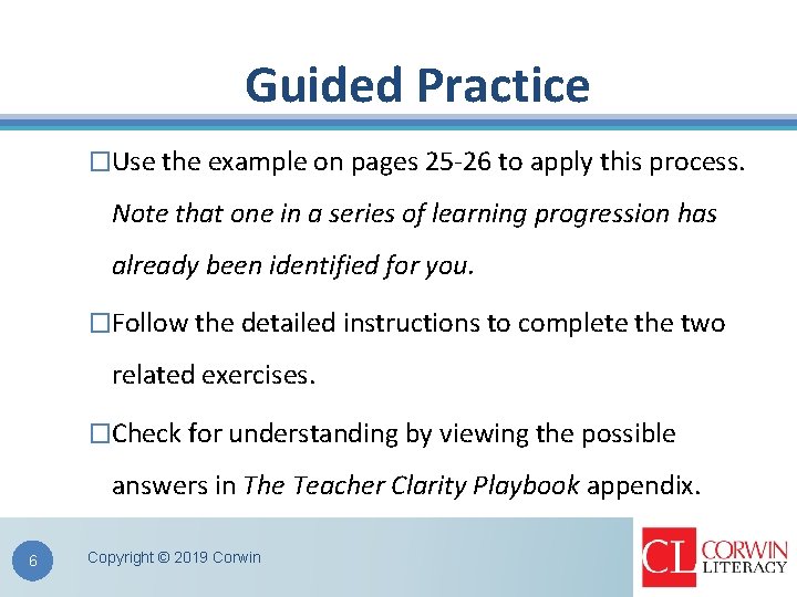 Guided Practice �Use the example on pages 25 -26 to apply this process. Note Guided Practice �Use the example on pages 25 -26 to apply this process. Note