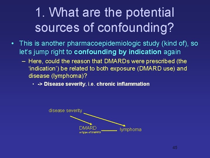1. What are the potential sources of confounding? • This is another pharmacoepidemiologic study