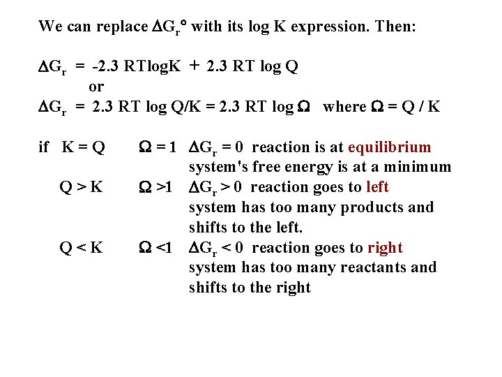 We can replace DGr with its log K expression. Then: DGr = -2. 3