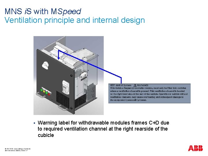 MNS i. S with MSpeed Ventilation principle and internal design § © BU 3101