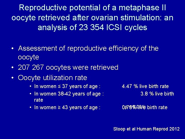 Reproductive potential of a metaphase II oocyte retrieved after ovarian stimulation: an analysis of