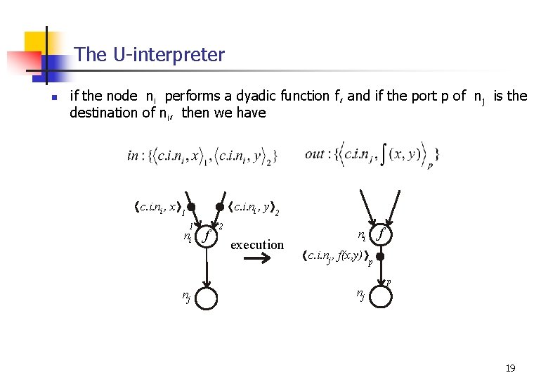 The U-interpreter n if the node ni performs a dyadic function f, and if