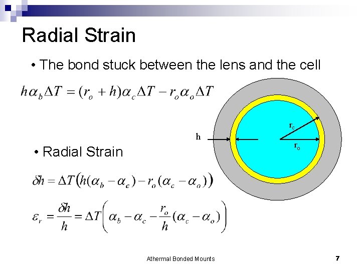 Radial Strain • The bond stuck between the lens and the cell rc h