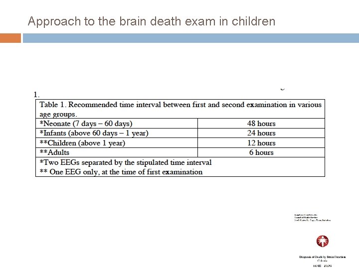 Approach to the brain death exam in children 