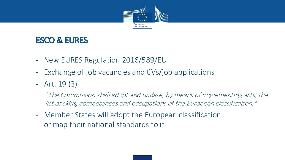ESCO & EURES - New EURES Regulation 2016/589/EU - Exchange of job vacancies and