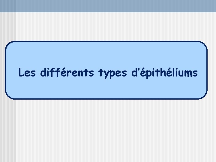  Les différents types d’épithéliums 