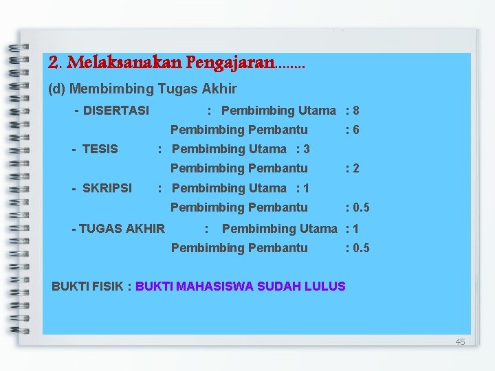 2. Melaksanakan Pengajaran. . . . (d) Membimbing Tugas Akhir - DISERTASI : Pembimbing