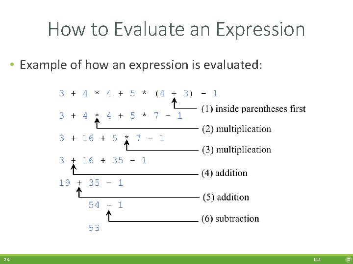 How to Evaluate an Expression • Example of how an expression is evaluated: 2.