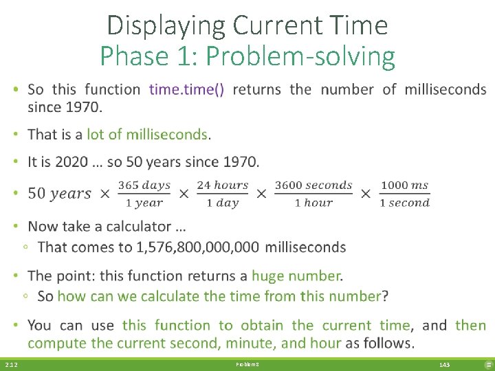 Displaying Current Time Phase 1: Problem-solving • 2. 12 Problem 8 143 