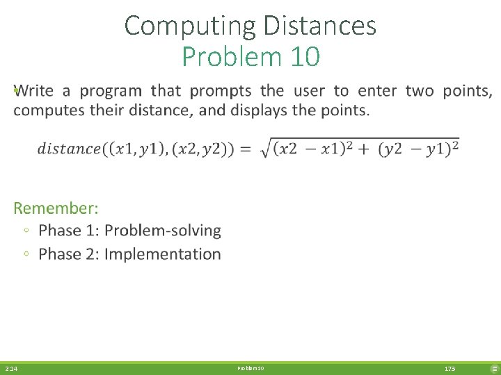 Computing Distances Problem 10 • 2. 14 Problem 10 173 