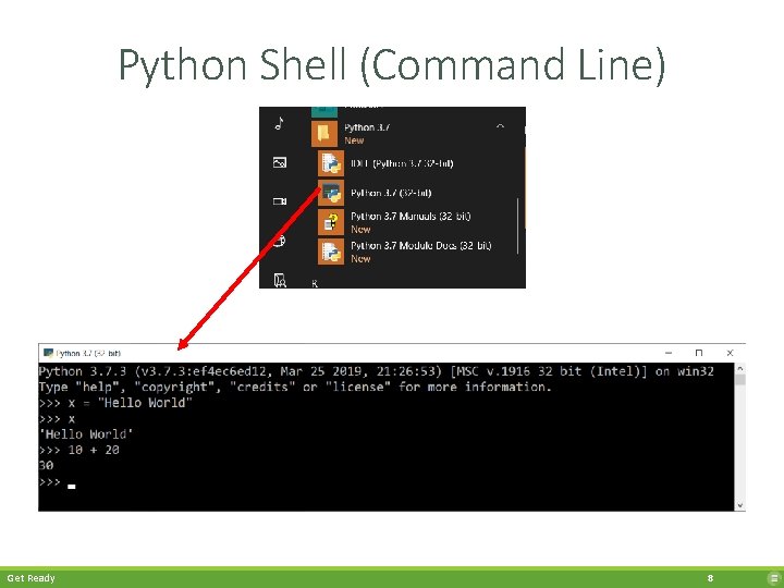 Python Shell (Command Line) Get Ready 8 