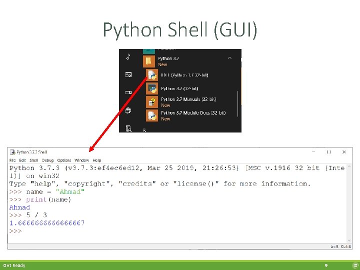 Python Shell (GUI) Get Ready 9 