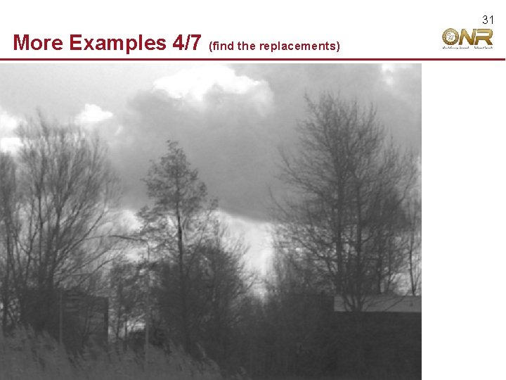 31 More Examples 4/7 © 2009 Robert Hecht-Nielsen. All rights reserved. (find the replacements)