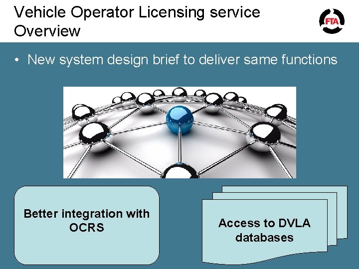 Vehicle Operator Licensing service Overview • New system design brief to deliver same functions