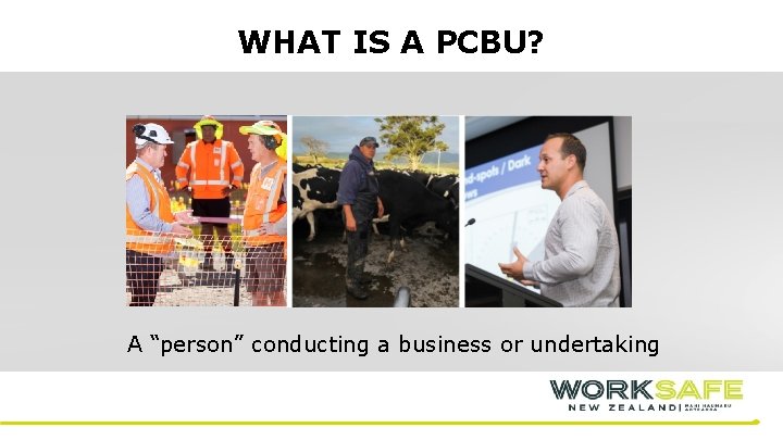 WHAT IS A PCBU? A “person” conducting a business or undertaking 