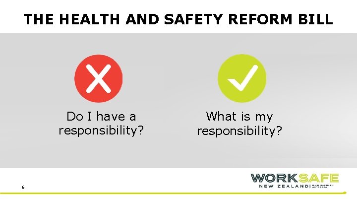 THE HEALTH AND SAFETY REFORM BILL Do I have a responsibility? 6 What is