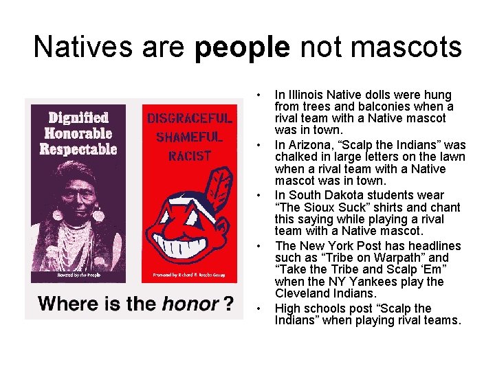 Natives are people not mascots • • • In Illinois Native dolls were hung