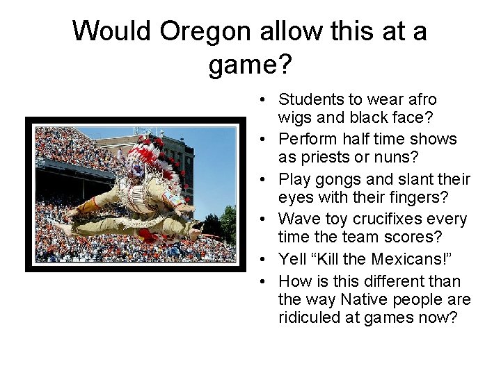 Would Oregon allow this at a game? • Students to wear afro wigs and