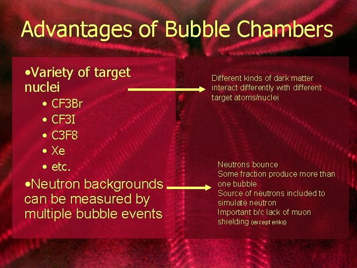 Advantages of Bubble Chambers • Variety of target nuclei • • • CF 3