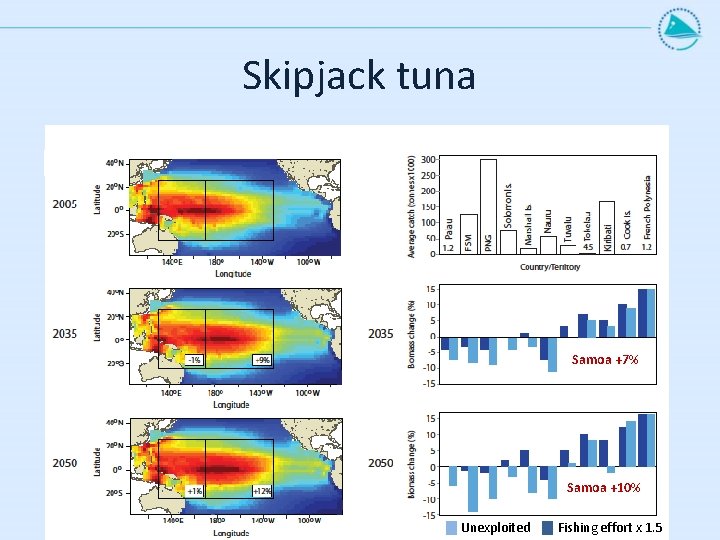 Skipjack tuna Samoa +7% Samoa +10% Unexploited Fishing effort x 1. 5 