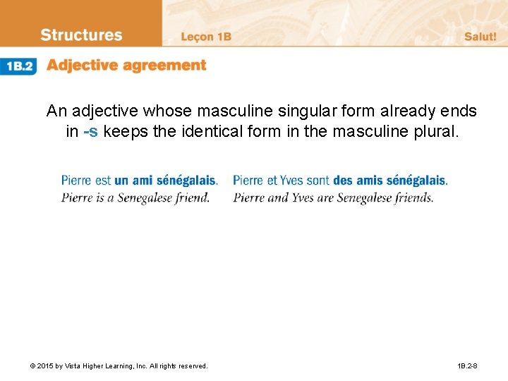 An adjective whose masculine singular form already ends in -s keeps the identical form