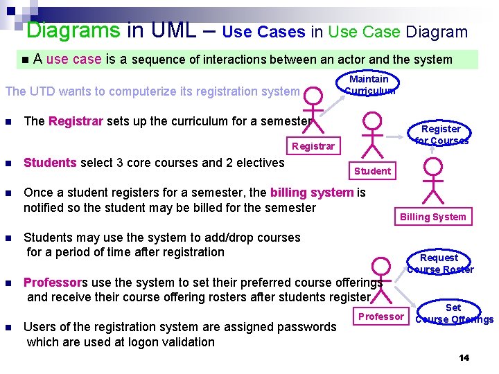 Diagrams in UML – Use Cases in Use Case Diagram n A use case