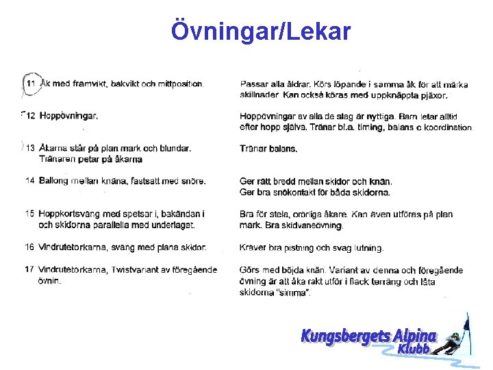 Övningar/Lekar 