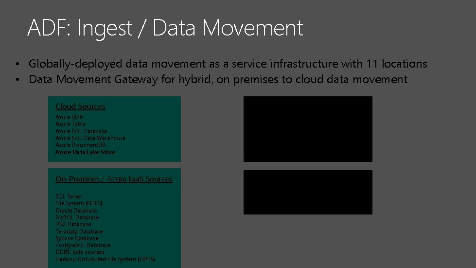 ADF: Ingest / Data Movement • Globally-deployed data movement as a service infrastructure with ADF: Ingest / Data Movement • Globally-deployed data movement as a service infrastructure with