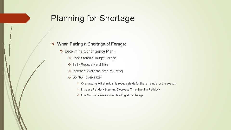 Planning for Shortage When Facing a Shortage of Forage: Determine Contingency Plan: Feed Stored