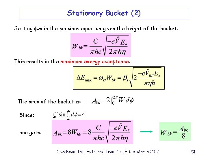 Stationary Bucket (2) Setting = in the previous equation gives the height of the