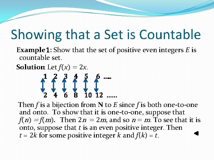 Showing that a Set is Countable Example 1: Show that the set of positive Showing that a Set is Countable Example 1: Show that the set of positive