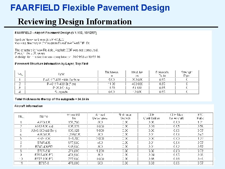 FAARFIELD Flexible Pavement Design Reviewing Design Information 45 