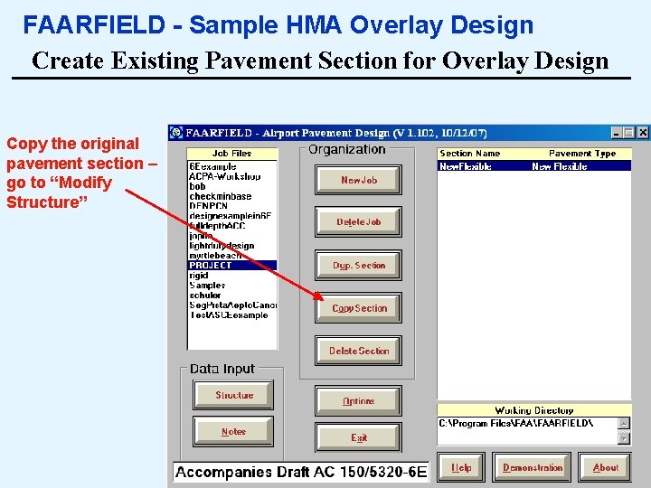 FAARFIELD - Sample HMA Overlay Design Create Existing Pavement Section for Overlay Design Copy