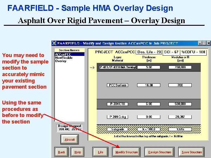 FAARFIELD - Sample HMA Overlay Design Asphalt Over Rigid Pavement – Overlay Design You