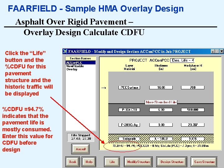 FAARFIELD - Sample HMA Overlay Design Asphalt Over Rigid Pavement – Overlay Design Calculate