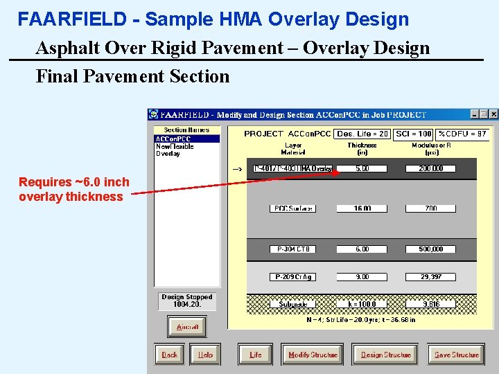 FAARFIELD - Sample HMA Overlay Design Asphalt Over Rigid Pavement – Overlay Design Final