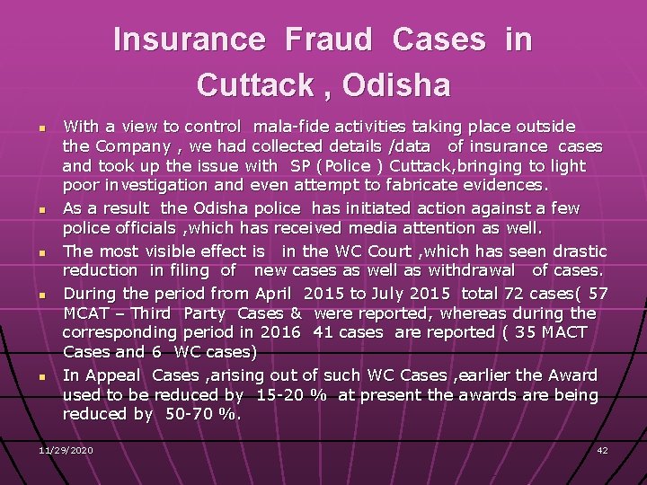 Insurance Fraud Cases in Cuttack , Odisha n n n With a view to