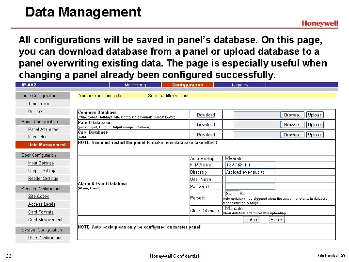 Data Management All configurations will be saved in panel’s database. On this page, you