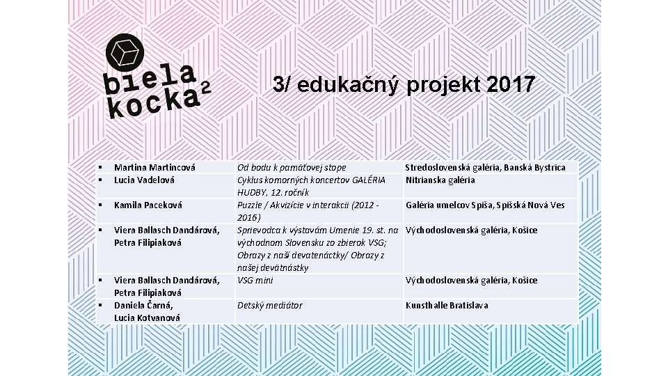 3/ edukačný projekt 2017 § § Martina Martincová Lucia Vadelová § Kamila Paceková §