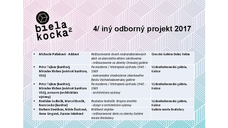 4/ iný odborný projekt 2017 § § § Michaela Poliaková - Addová Reštaurovanie dvoch