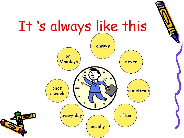 It ‘s always like this always on Mondays never once a week sometimes every