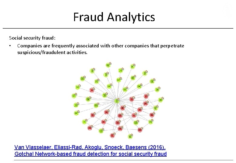 Fraud Analytics Social security fraud: • Companies are frequently associated with other companies that