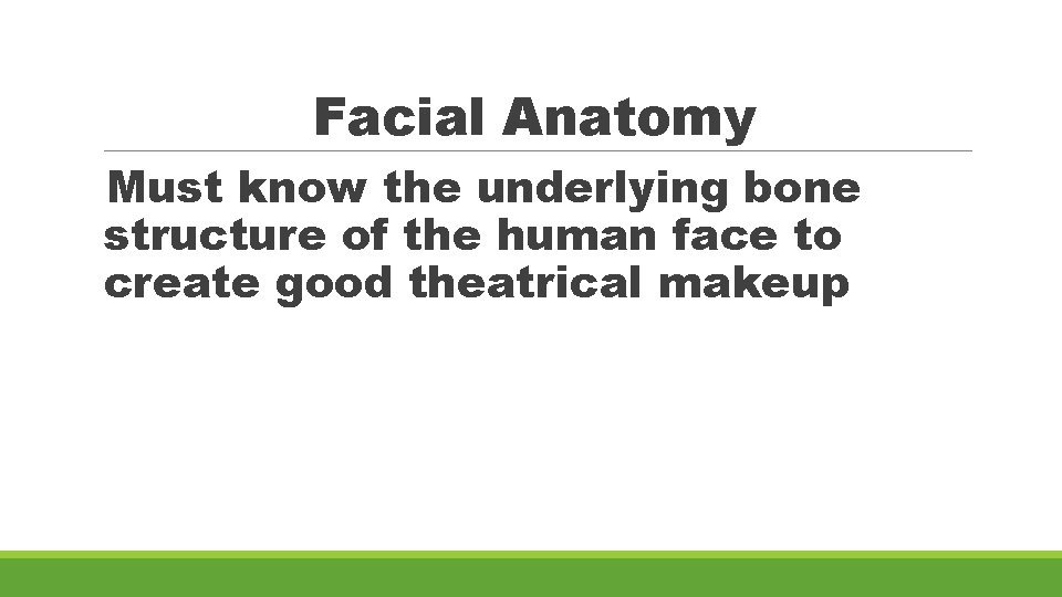 Facial Anatomy Must know the underlying bone structure of the human face to create