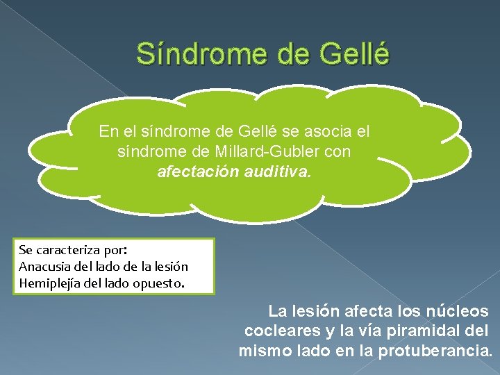 Síndrome de Gellé En el síndrome de Gellé se asocia el síndrome de Millard-Gubler