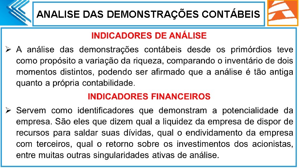 ANALISE DAS DEMONSTRAÇÕES CONTÁBEIS . 